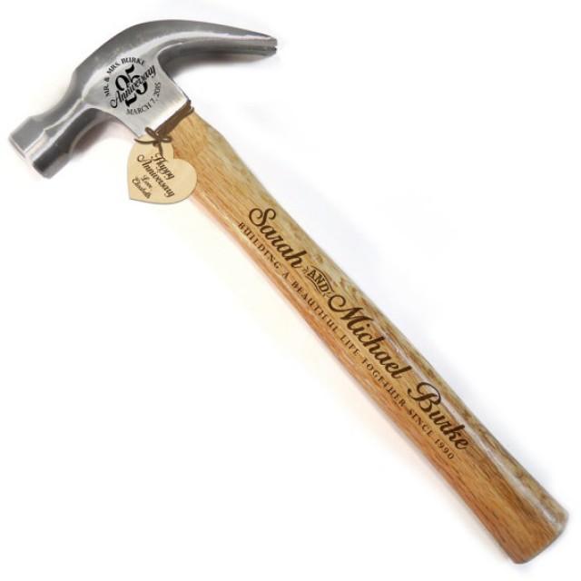 wedding photo - Personalized Engraved Hammer, Custom Laser Engraved Wood Handle and Claw Head Hammer -Building a Beautiful Life Anniversary Gift Hammer