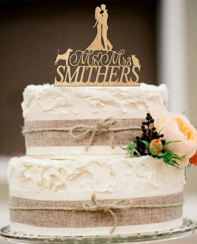 wedding photo - Rustic Wedding Cake Topper,family Wedding Cake Topper,Personalized Custom Wedding Cake Topper,Unique wedding cake topper,dog and cat