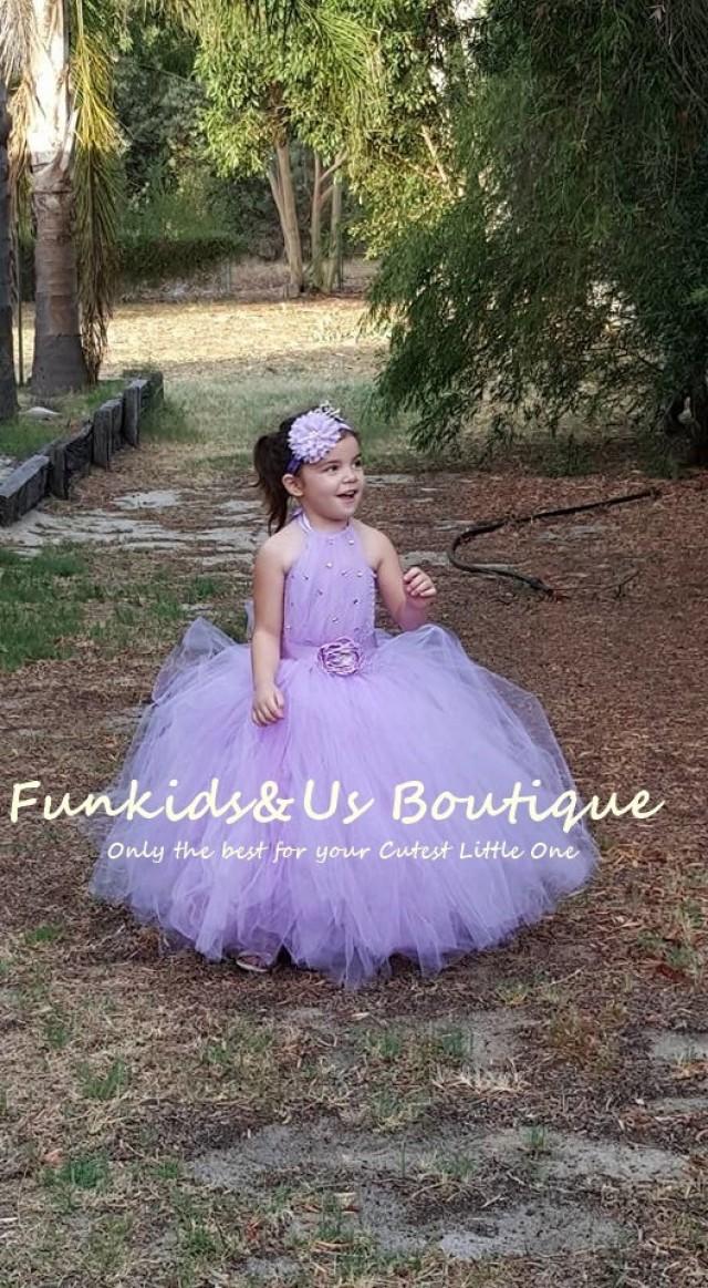 wedding photo - Lavender with rhinestone Flower Girl Tutu Dress, Lavender Tutu Flower Girl Dress, Can be made in different Color