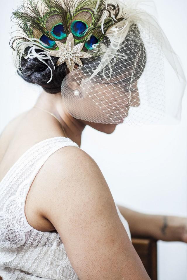 Wedding Veil, Double Birdcage Veil, Ivory Tulle, Any Length, Comb or Clip, White Wedding Veil, Unique Bridal, Offbeat, Retro Wedding