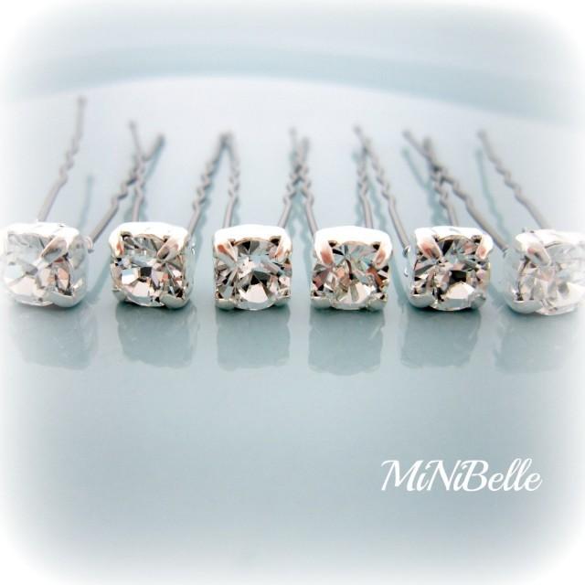 Bridal Hair Pins. Crystal Hair Pins. Swarovski Crystal Bridal Hair Pins. Set of 6 Crystal Hair Pins