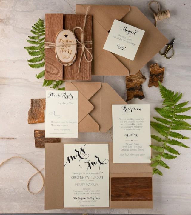 wedding photo - Rustic Wedding Invitation (20), Real Wood Invitation, Engraved Slice Invitation, Wooden Wedding Invites, Recycled Eco Chick Invitation