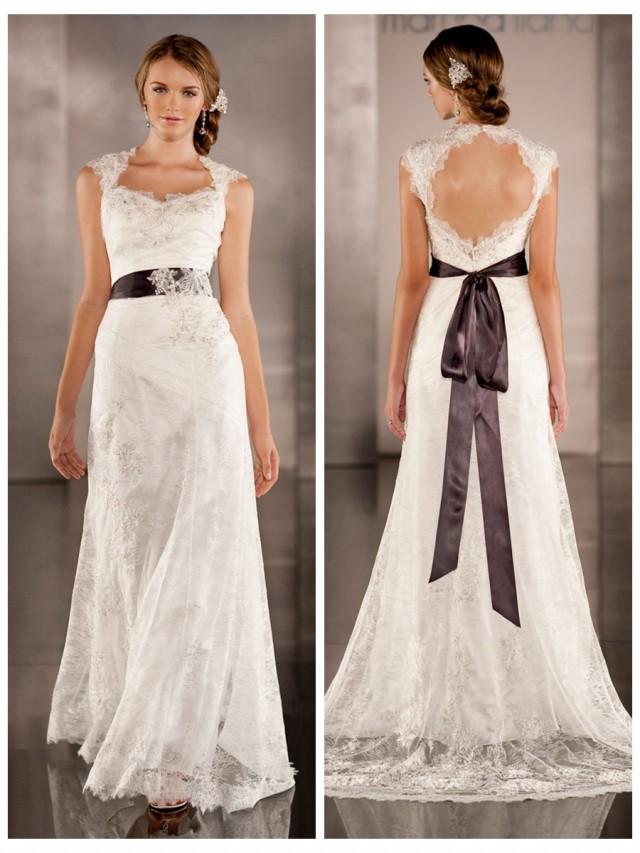 wedding photo - Luxurious Sheath Wedding Dress Overlay Lace Illusion Neckline and Keyhole Back