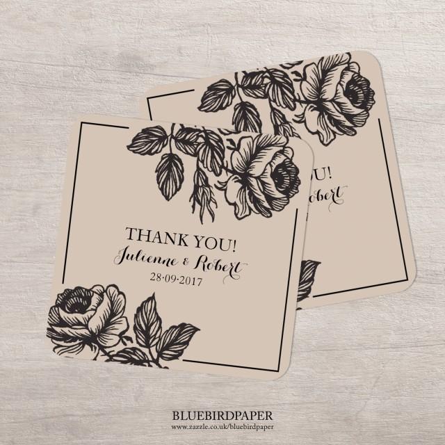 Rustic floral wedding favor sticker, fully customisable.