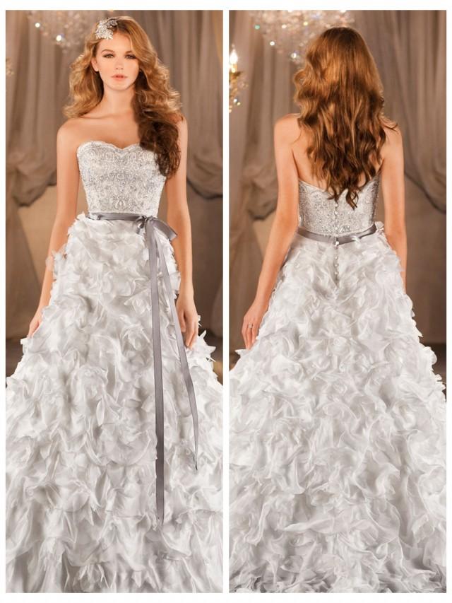 wedding photo - A-line Sweetheart Beading Bodice Wedding Dress with Dramatic Textural Skirt