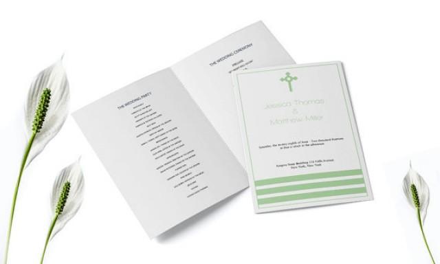 wedding photo - Catholic Wedding Program Templates - Editable PDF - 8.5 x 11 Simply Stripes Mint & White Foldover Printable Wedding Ceremony - DIY You Print