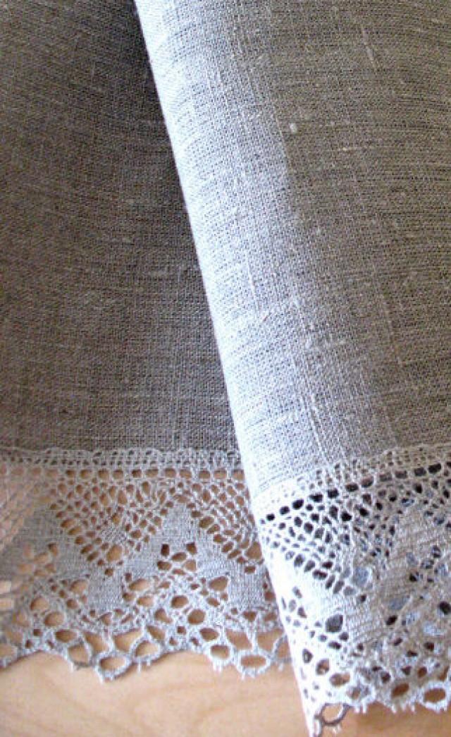 wedding photo - Round Tablecloth Wedding Tablecloth Lace Tablecloth Christmas Gift Linen Tablecloth Burlap Tablecloth Prewashed Linen Lace in diameter 59"
