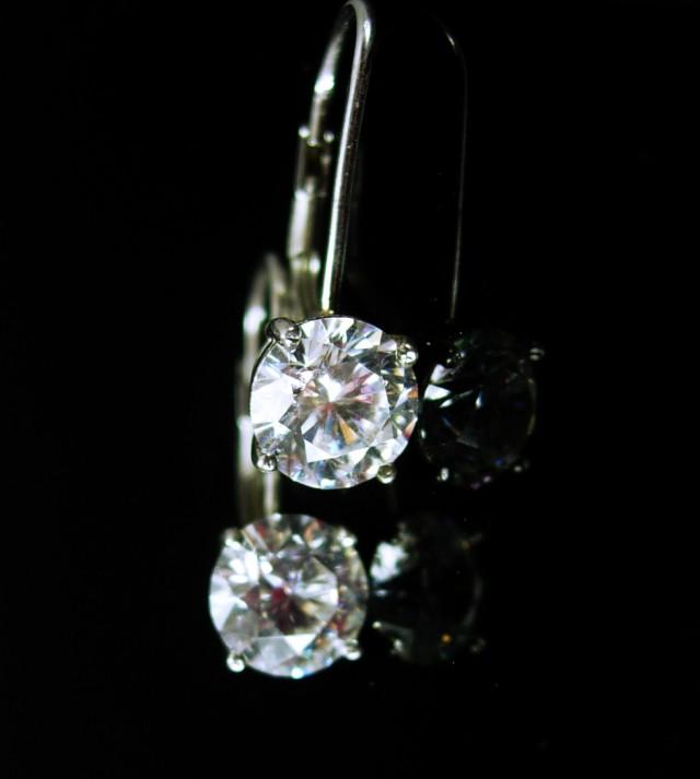 wedding photo - 7 1/2 ct Cz sterling Earrings bright DIAMOND like dazzling pierced 60th 75th anniversary wedding collection Dazzling brilliance