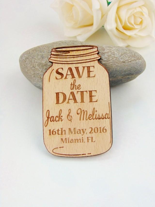 wedding photo - Custom Save the Date Magnet Set, Wood Save the Date, Wedding Save the Date, Wedding Accessories, Wooden Tags, Wedding favors, Mason Jar