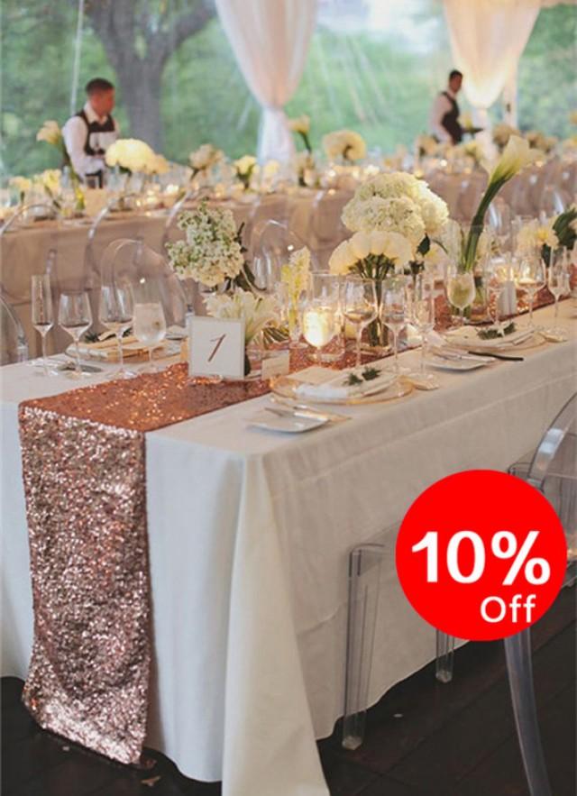 Wedding Ideas Linens Weddbook 10 Off Rose Gold Table Runners Party Sequin Runner For Linens Custom Size And Color