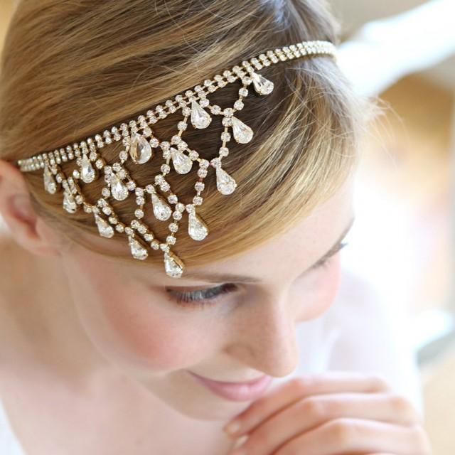 wedding photo - Crystal headchain, wedding headchain, hair jewlery, rhinestone headband  - style 241