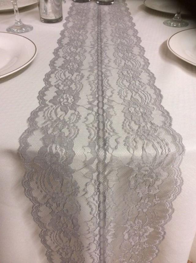 GREY WEDDINGS/ Lace Table Runner, 3ft-10ft Long X 8in Wide/ Lace Overlay/Wedding Decor/Tabletop Decor/ Weddings//wedding Centerpiece