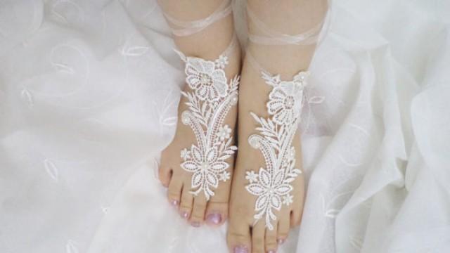 wedding photo - Wedding Sandals, Barefoot Sandals, Foot Jewelry, Barefoot Wedding Sandal, Beach Wedding, Bridesmaid gift, Wedding Shoes