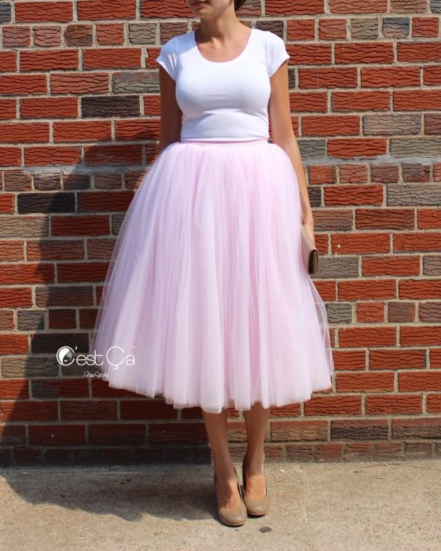 wedding photo - Clarisa Blush Pink Tulle Skirt - Tea Length