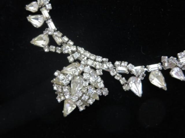 wedding photo - Rhinestone Necklace - Jewels by Julio, Bridal, Wedding, Costume Jewelry, Clear Rhinestones