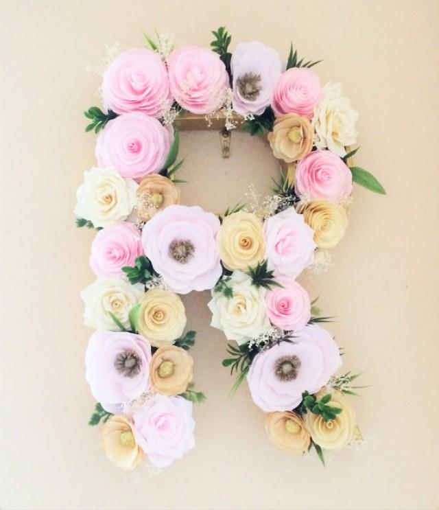 floralletterlargepapermacheletterblushandgoldpaperflower