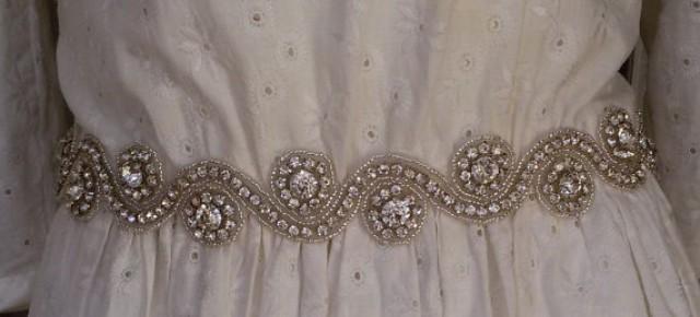 wedding photo - Wedding sash belt, Wedding sash, Wedding sashes and belts , Bridal belt, Crystal bridal sash, Satin ribbon with crystal and rhinestone,