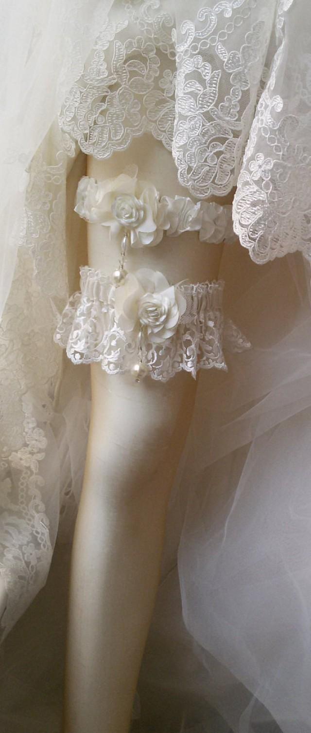 wedding photo - Wedding garters, Wedding leg garter, Garter, Bridal Garter Set ,İvory Lace Garters, Bridal Accessory,Wedding Accessory