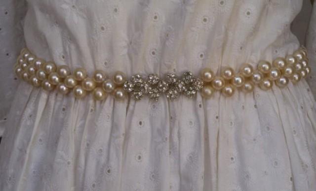 wedding photo - Wedding sash belt, Wedding accessories, Pearl beaded sashes ,Sash belt, Vintage style bridal sash, Satin ribbon with crystal and rhinestone,