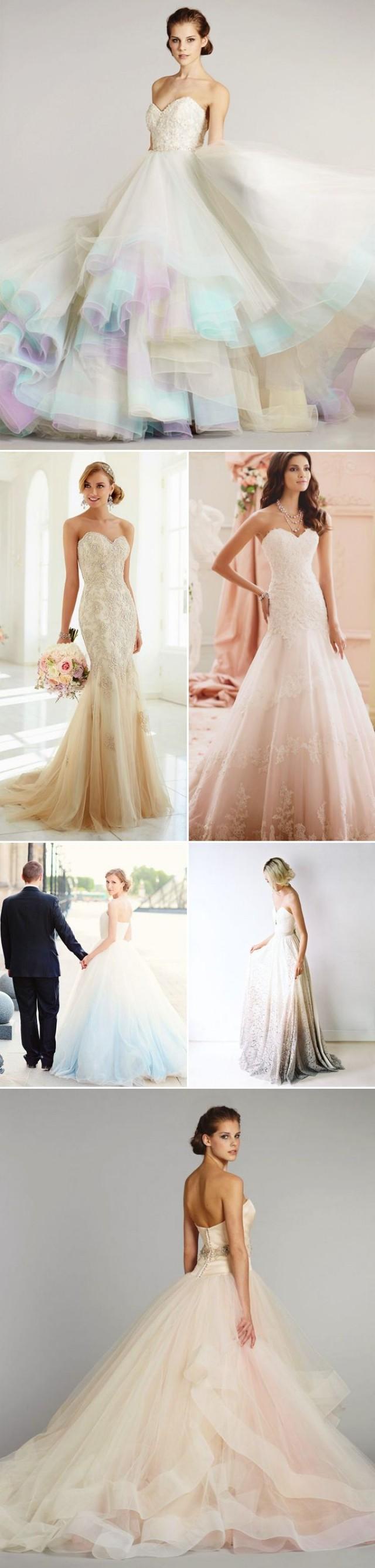 wedding photo - Most Romantic Bridal Trend! 22 "Barely Colorful" Wedding Dresses With A Touch Of Color! - Praise Wedding