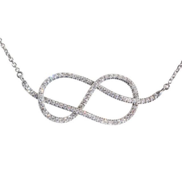 wedding photo - Large Infinity Knot Diamond Necklace- Silly Shiny Diamonds Etsy- Wedding Diamond Necklace- Love Knot Diamond Necklace