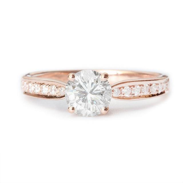 wedding photo - Pave Diamond Engagement Ring, 14K Gold Ring, 0.45 TCW Diamond Ring, Crown Ring, Unique Engagement Ring, Vintage Rings