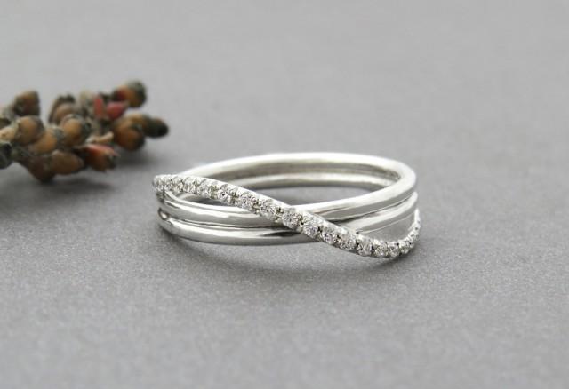 wedding photo - Unique Engagement Ring, Unique Diamond Infinity Ring, Infinity Engagement Ring, Infinity Wedding Ring, Delicate 14k Solid Gold Infinity Ring