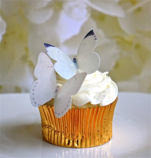 Wedding Cake Topper Edible Buttterflies for Cupcakes and Cakes - Small Ivory Edible Butterfly Wedding Cake Decoration