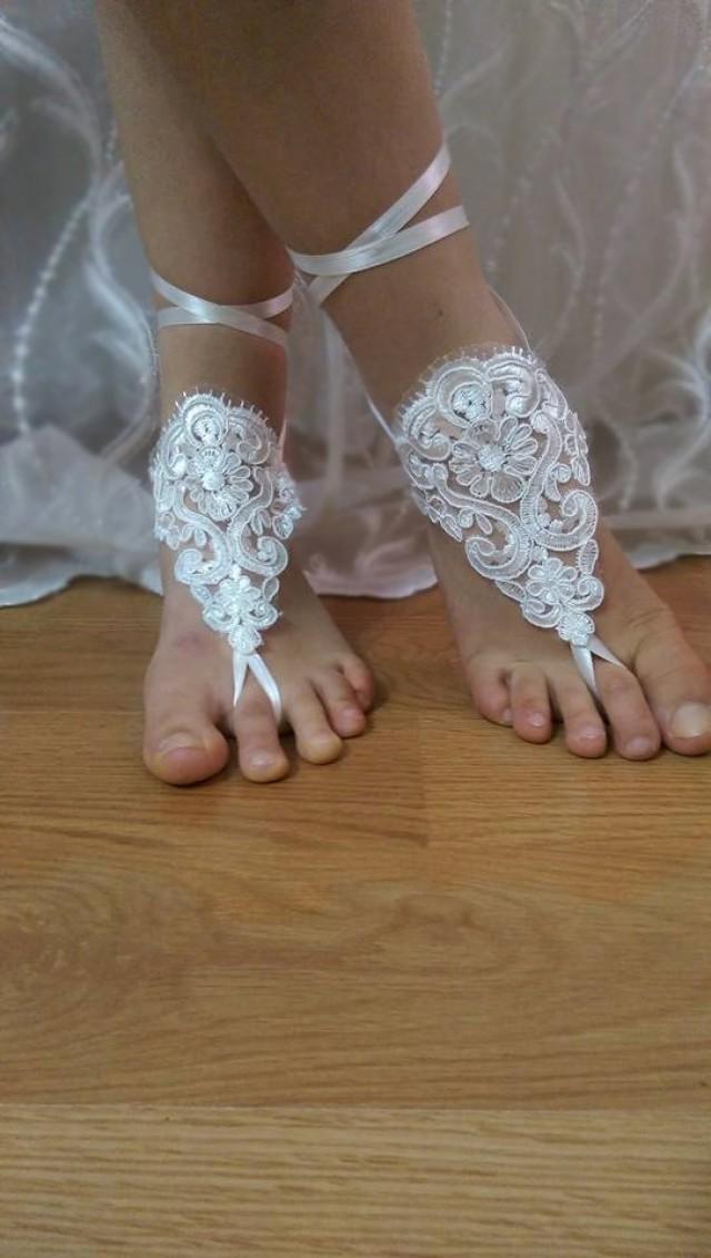 wedding photo - Bridal Barefoot Sandals,Ivory Barefoot Sandals, Bridal Foot Accessory, Bridal Jewelry, Beach Wedding Sandals, Lace Barefoot,Wedding Barefoot