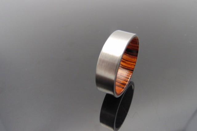 Titanium and wood ring,   Cocobolo waterproof wood ring