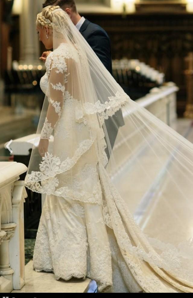 Bridal Veil 26 Weddbook Veil Beaded Lace Custom Drop Mantilla Royal Wedding Bridal Bespoke Theresa