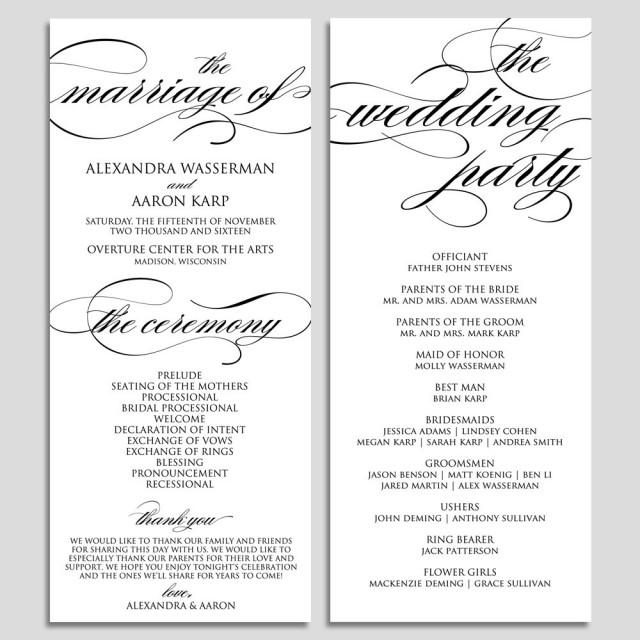 Wedding Program Template Wedding Program Printable Ceremony Printable Template Pdf Instant Wedding Ceremony Program Templates
