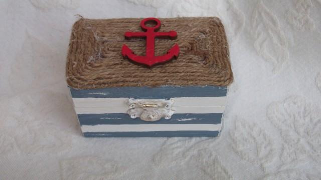 Beachy Coastal Nautical Shabby Chic Rustic Wedding Ring BOx Gift Box Trinket Box Wedding Decor