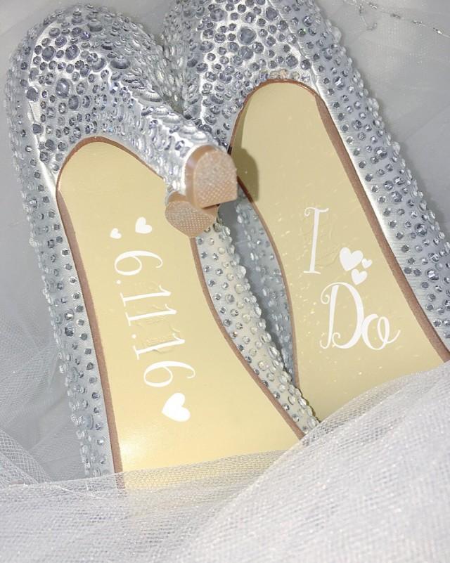wedding photo - Bride Wedding Shoe Decals I Do with Date