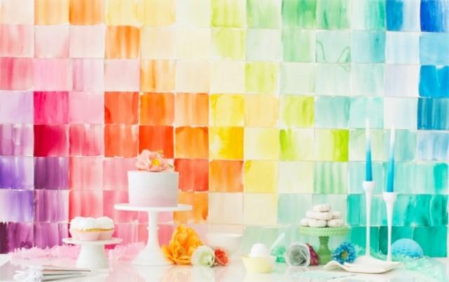 wedding photo - Colorful DIY Watercolor Paper Squares for Your Wedding Backdrop