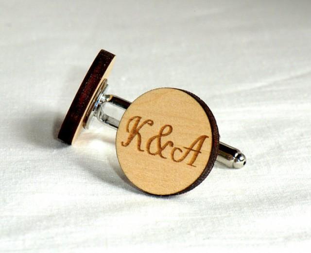 wedding photo - Wooden Cufflinks Personalized Cufflinks Groomsmen gift Groom gift Cuff links Wedding cufflinks Wedding Gifts for men Valentines gift for him