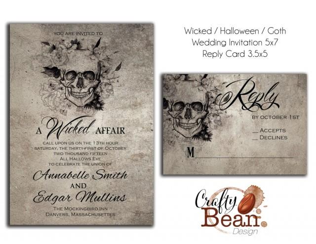 wedding photo - Wicked / Halloween / Horror / Gothic Wedding Invitation DIY Printable