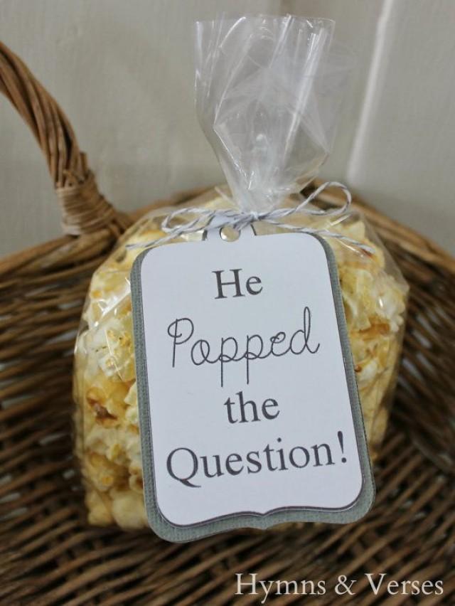 He Popped The Question  - 30 Engagement Party Popcorn Favor Tags