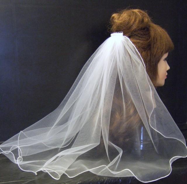 wedding photo - Bridal veil Communion Veil 1Tier White, Ivory,Shimmery White, Shimmery ivory Veil   20 inch long veil