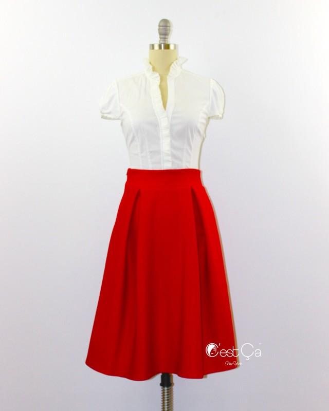wedding photo - Amelie Red Pleated Skirt - C'est Ça New York