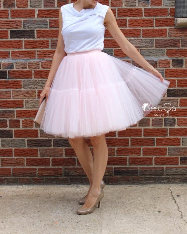 wedding photo - Beatrice Blush Pink Tulle Skirt - Midi - C'est Ça New York