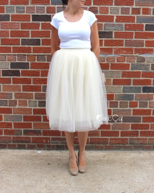 wedding photo - Claire Soft Champagne Tulle Skirt - Length 26"