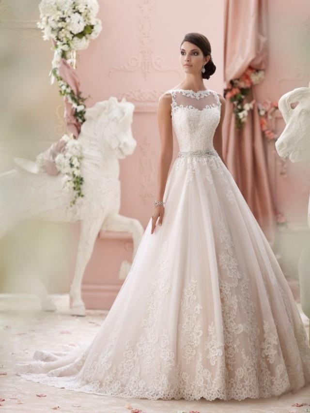 wedding photo - A-line Sheer Sweetheart Appliqued Lace Beaded Belt Backless Wedding Dress