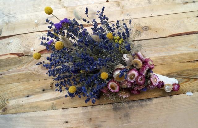 wedding photo - Wedding dried flowers, lavender bouquet, wild flowers bouquet, wedding bouquet, dried lavender, dried billy buttons bunch, strawflower