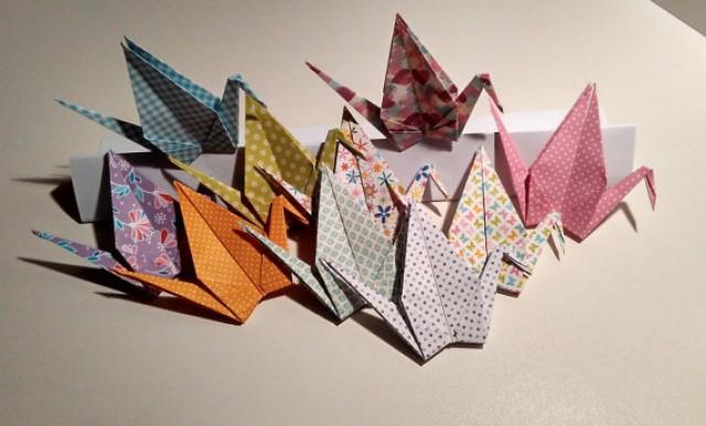 wedding photo - Origami cranes, printed cranes, spring love cranes, spring origami crane, origami decoration, crane decoration, wedding crane, wedding decor