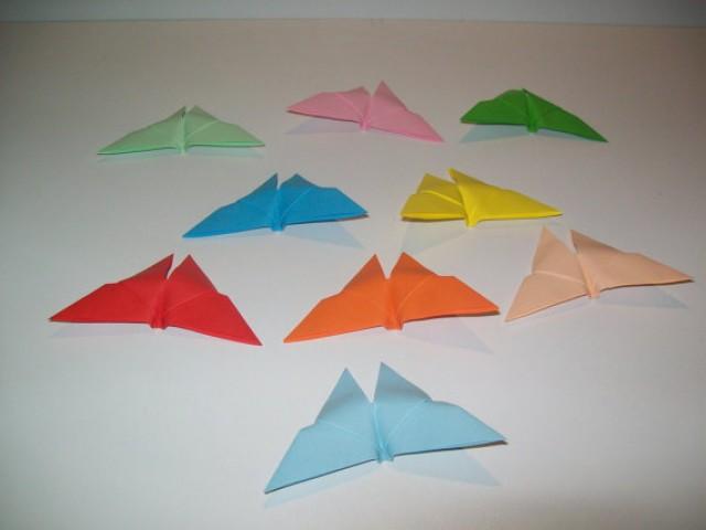wedding photo - 100 mini origami butterfly, wedding origami, wedding butterfly, multicolor butterfly, origami ornament for wedding, paper butterflies