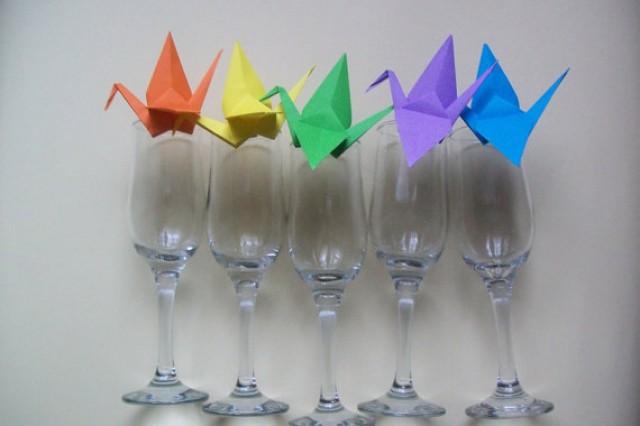 wedding photo - 100 Origami crane with woodclips, Wedding favor crane, wedding favor origami crane woodclips, woodclips crane, Set of 100