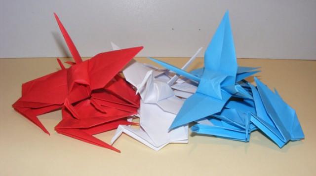 wedding photo - Origami paper crane, Patriot crane, origami crane, Red-White-Blue paper crane, Set of 300 origami crane