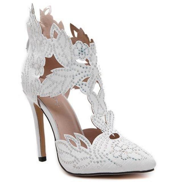 wedding photo - Fashion Women's Pumps With Hollow Out And Rhinestones Design