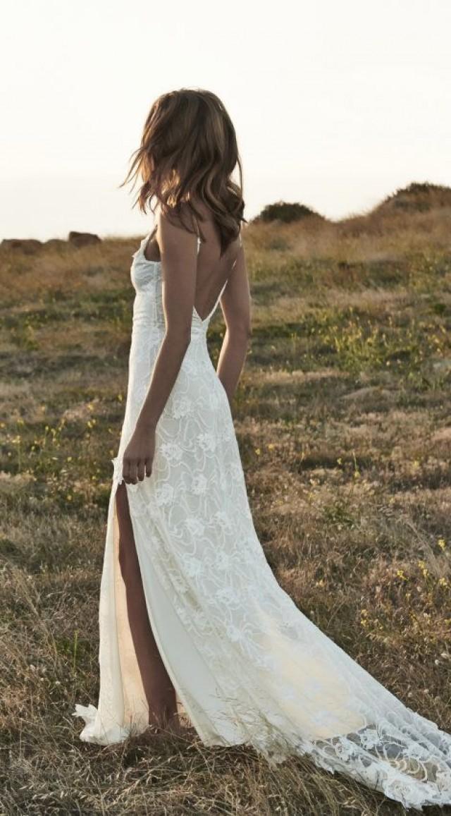 Boho Wedding Dresses Romantic Off Shoulder Beaded Lace White Beach Wedding Dress Bling Brides Gown From Dresscomeon